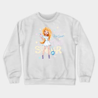 Cute fashionable girl with Ice Cream Crewneck Sweatshirt